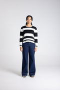 Two T's Dropped Shoulder Stripe Crew Jumper Style 3304